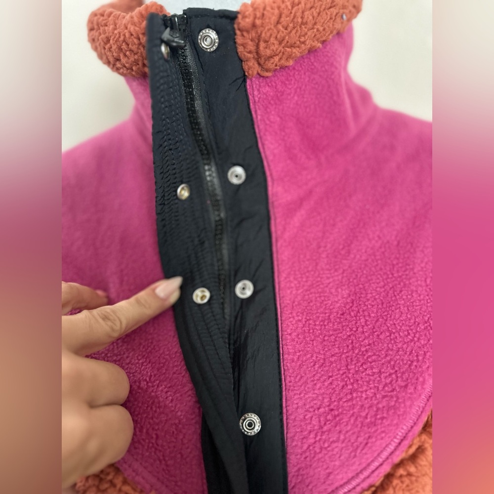 🆕Free People Fall to Rise Magenta Haze Combo Sherpa Jacket - Picture 5 of 8